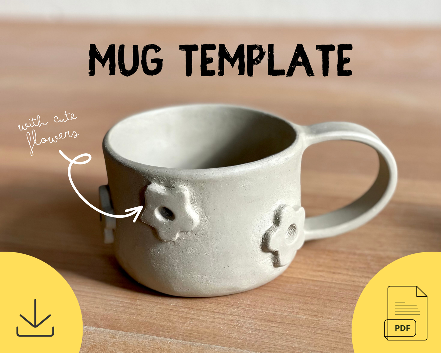 Flower Mug Pottery Template