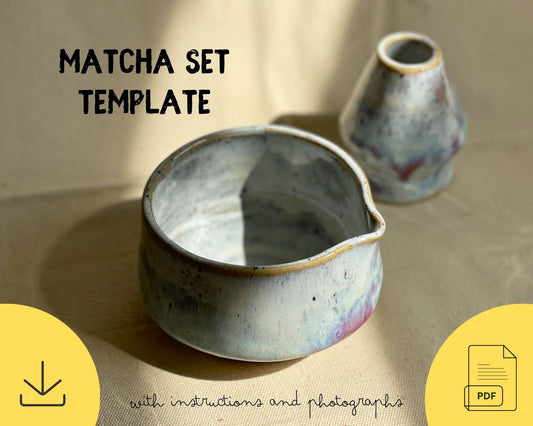Matcha Set Pottery Template Chawan and Chasen