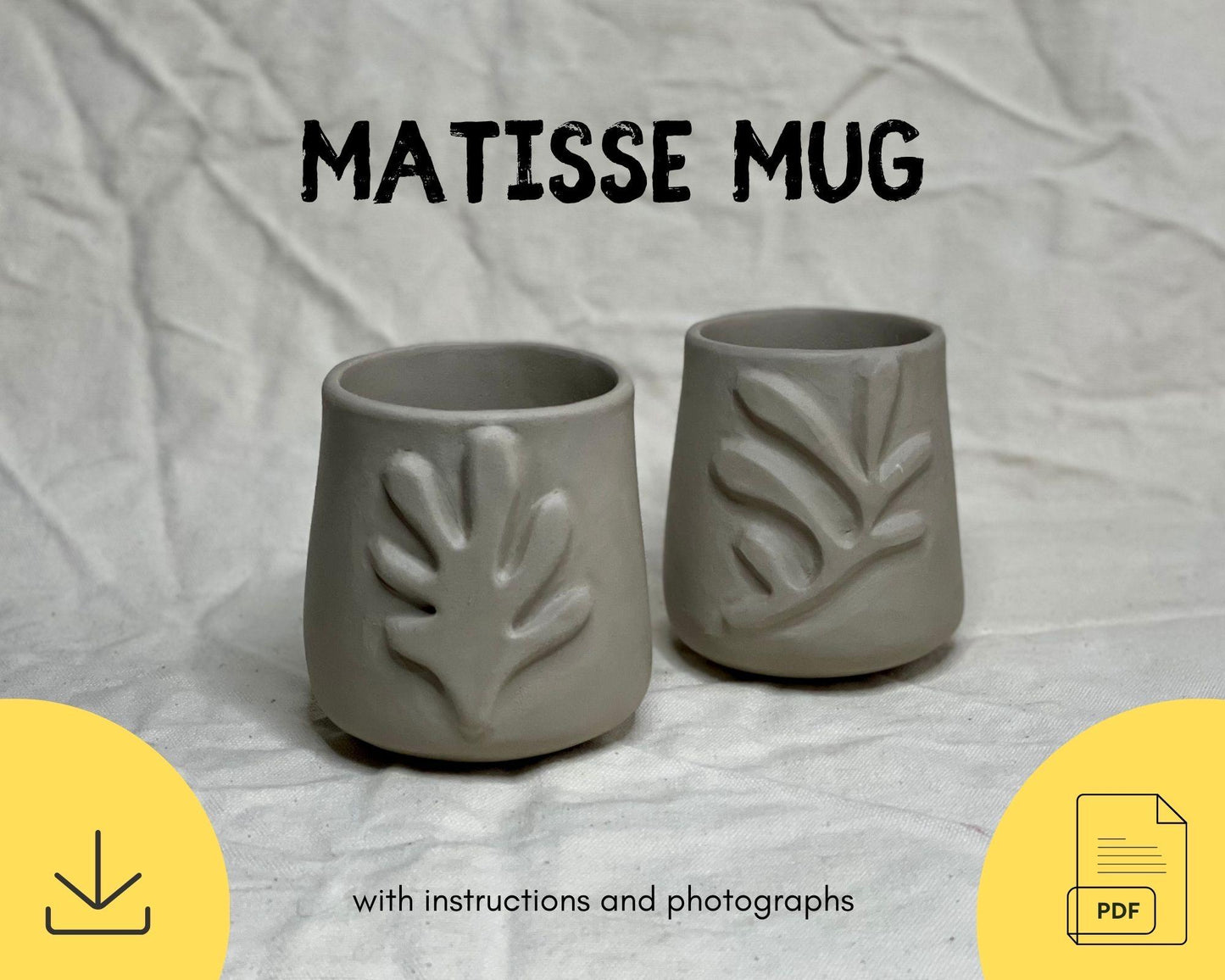 Matisse inspired Mug Slab-Building Template DIY Ceramics Stencil Pottery Crafts in ENGLISH
