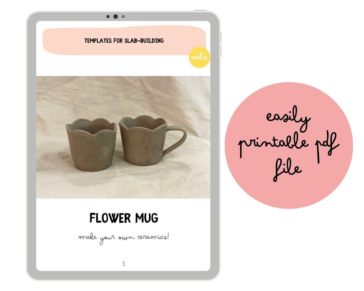 Flower Mug Template DIY Ceramics Stencil Pottery Crafts ENGLISH