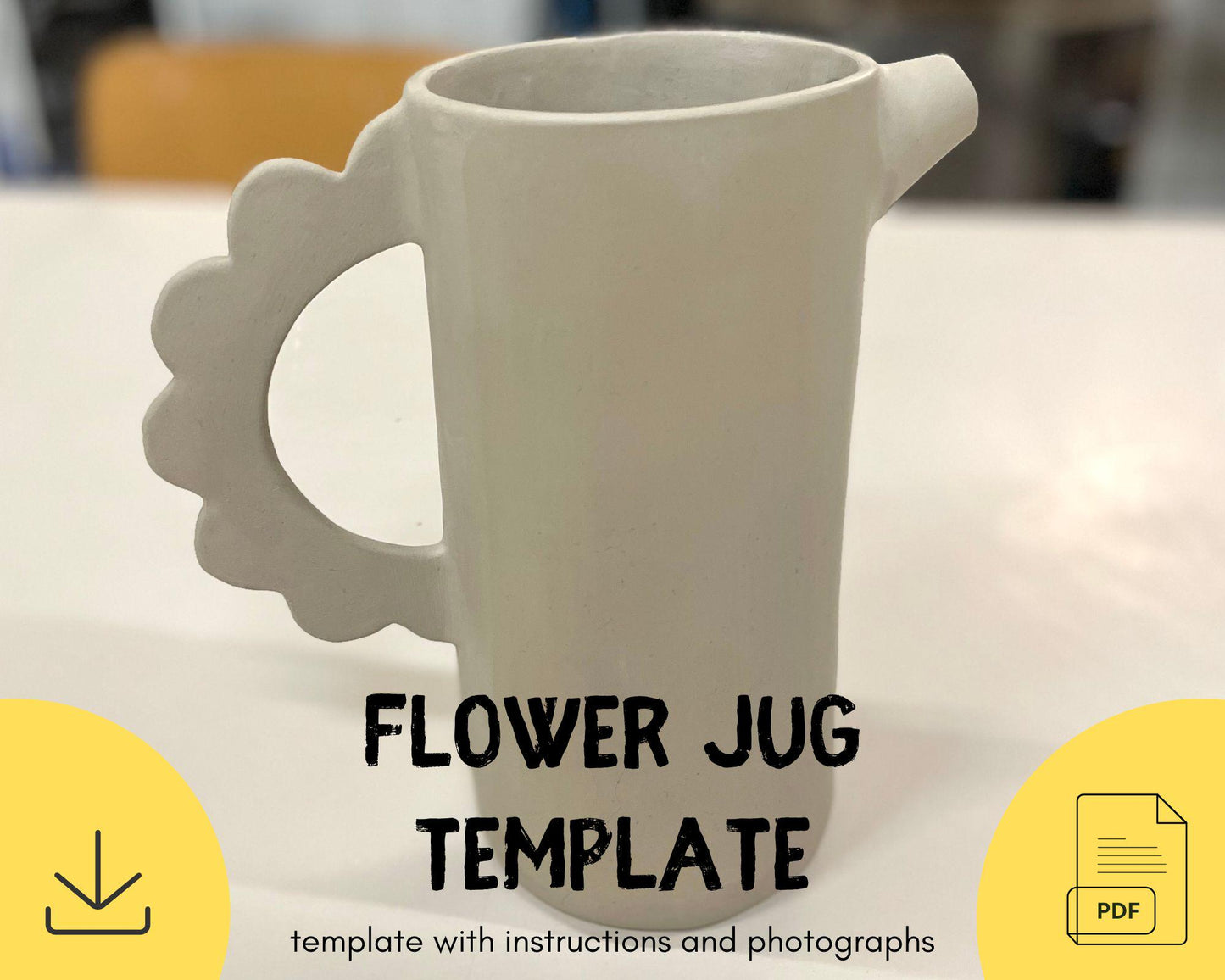 Flower Water Jug Template DIY Ceramics Stencil Pottery Crafts ENGLISH