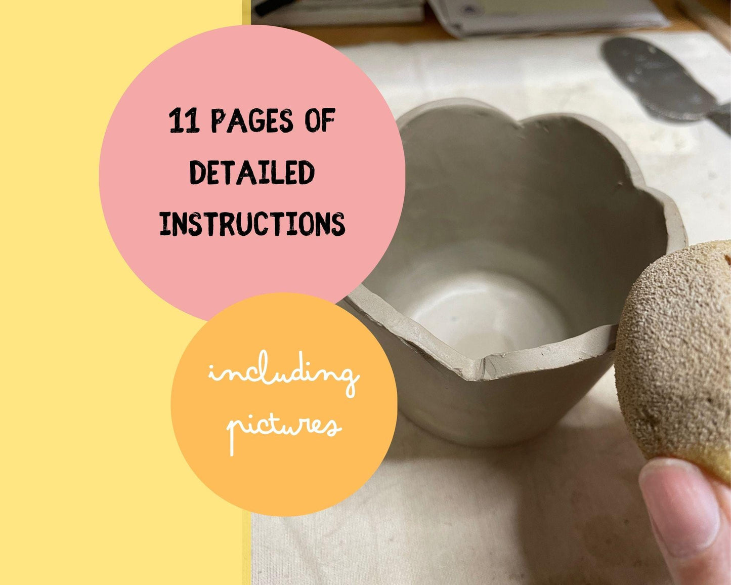 Flower Mug Template DIY Ceramics Stencil Pottery Crafts ENGLISH