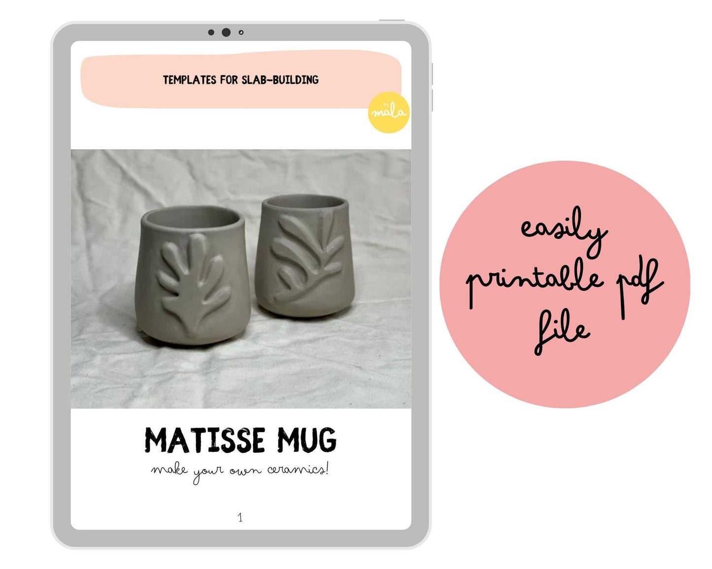 Matisse inspired Mug Slab-Building Template DIY Ceramics Stencil Pottery Crafts in ENGLISH