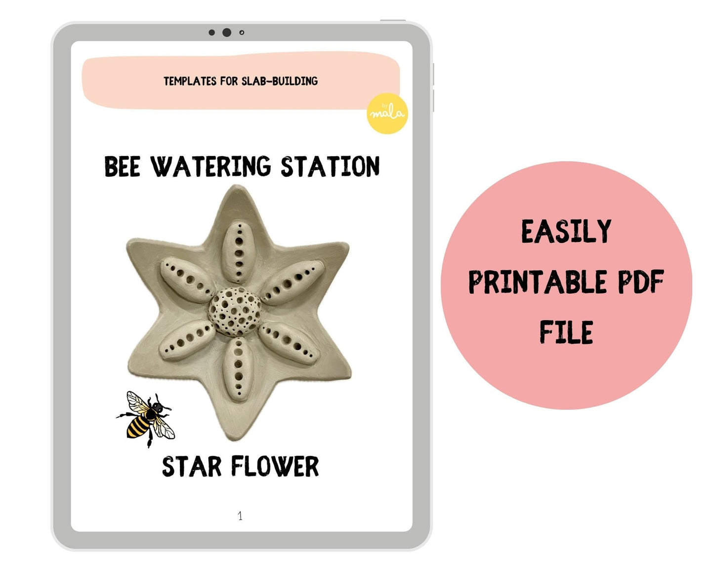 Star Flower Bee Watering Station Template DIY Ceramics Stencil Pottery Crafts ENGLISH