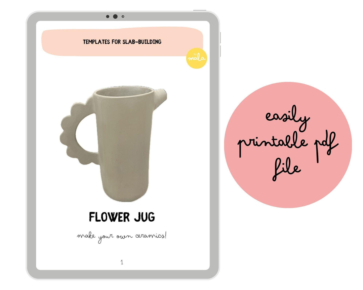 Flower Water Jug Template DIY Ceramics Stencil Pottery Crafts ENGLISH