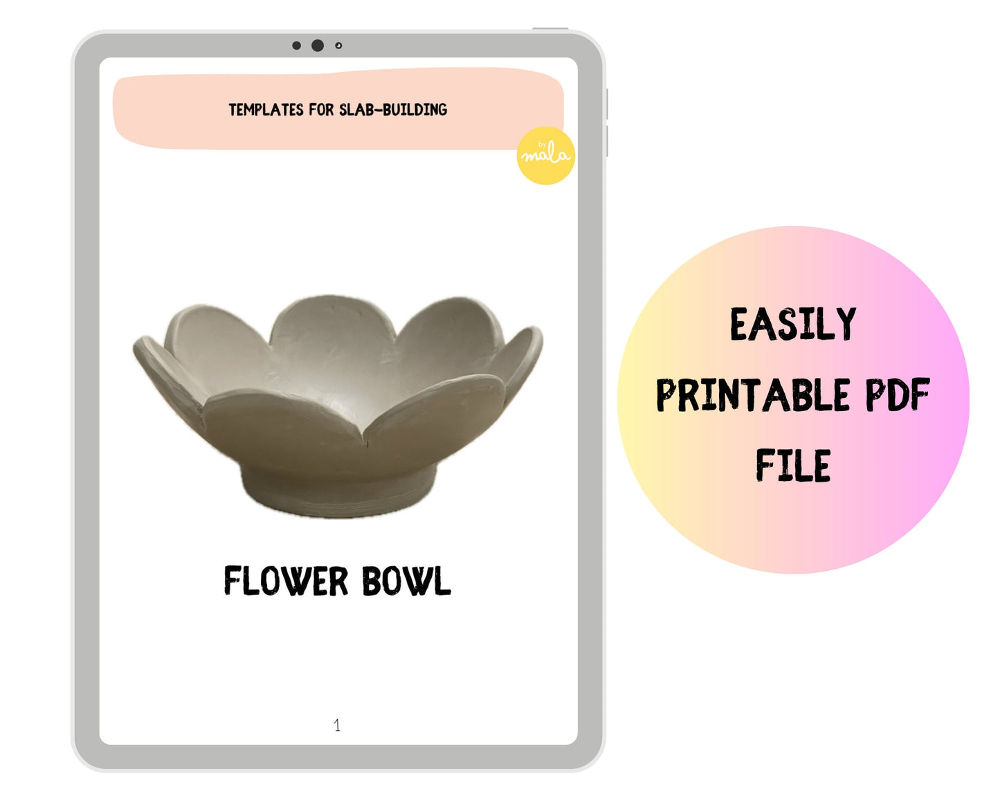 Flower Bowl Template DIY Ceramics Stencil Pottery Crafts ENGLISH
