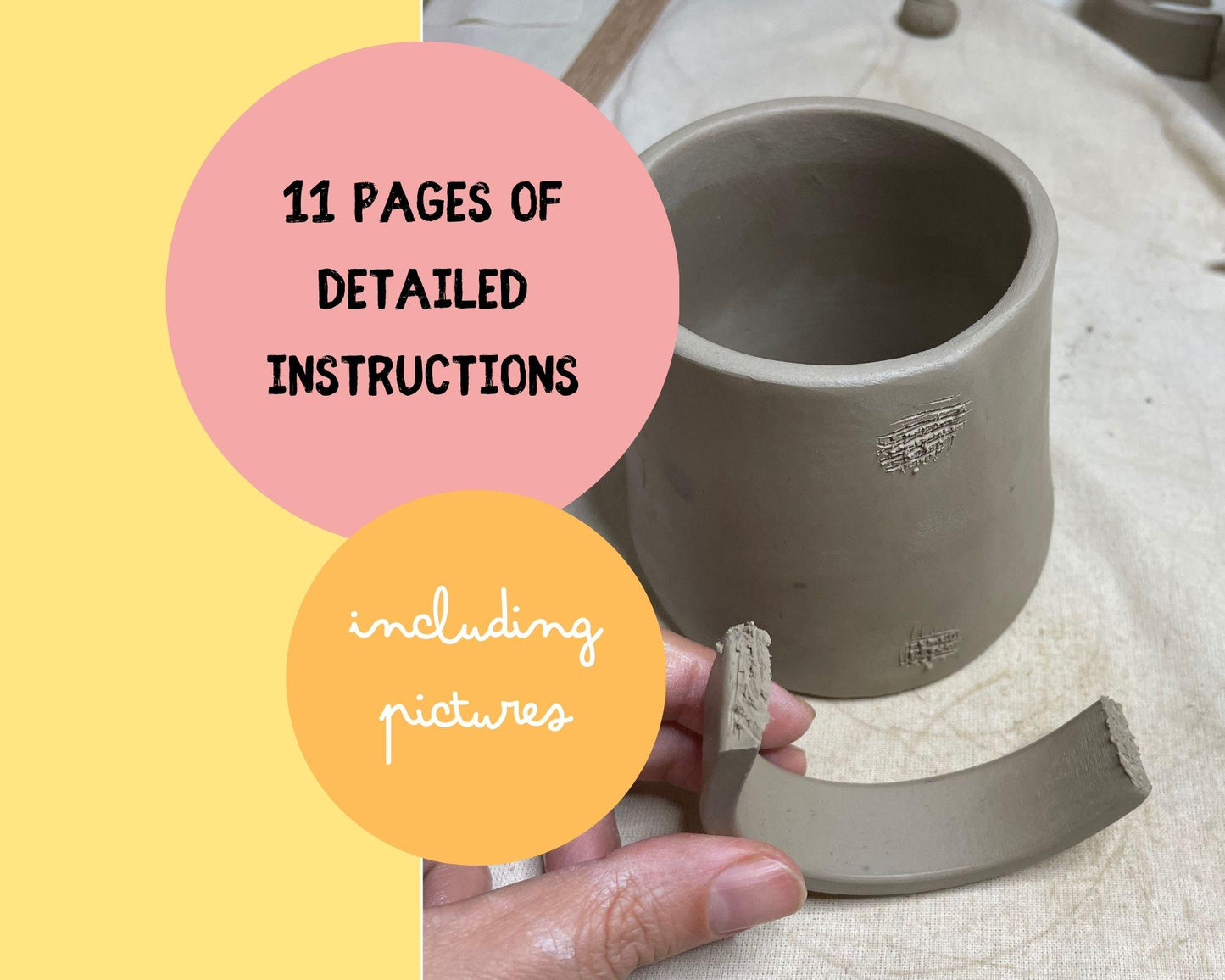 Two mugs in one template! DIY Ceramics Stencil Pottery Crafts ENGLISH