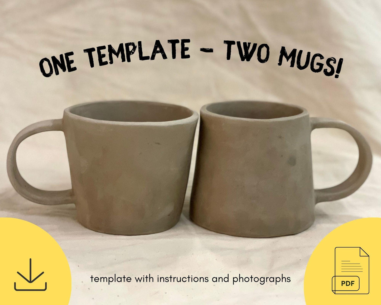 Two mugs in one template! DIY Ceramics Stencil Pottery Crafts ENGLISH