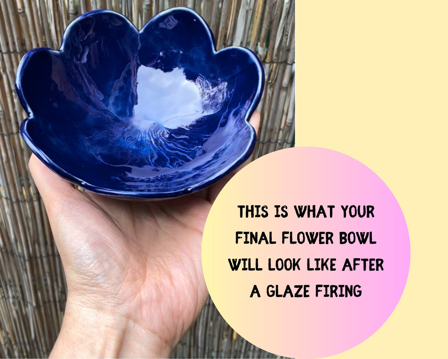 Flower Bowl Template DIY Ceramics Stencil Pottery Crafts ENGLISH