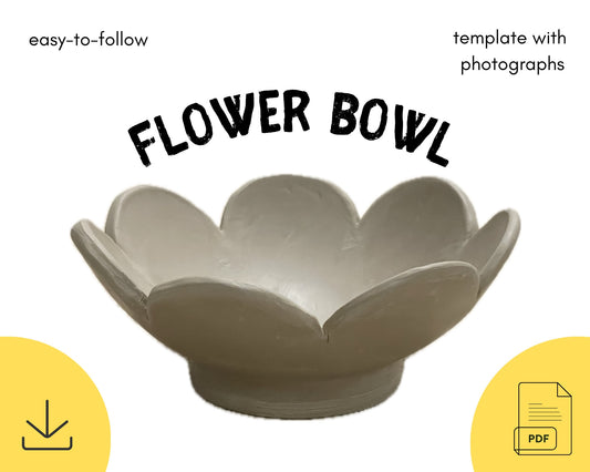 Flower Bowl Template DIY Ceramics Stencil Pottery Crafts ENGLISH