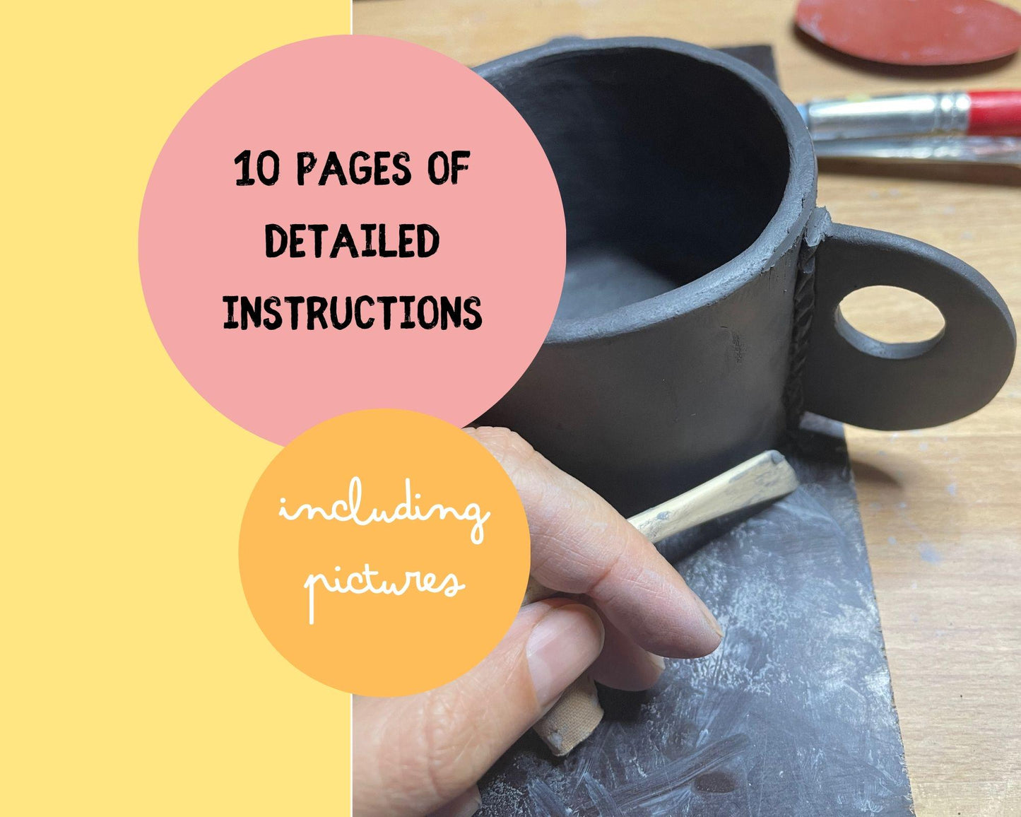 Modern Minimalist Cup Template DIY Ceramics Stencil Pottery Crafts ENGLISH Slab-Building Template