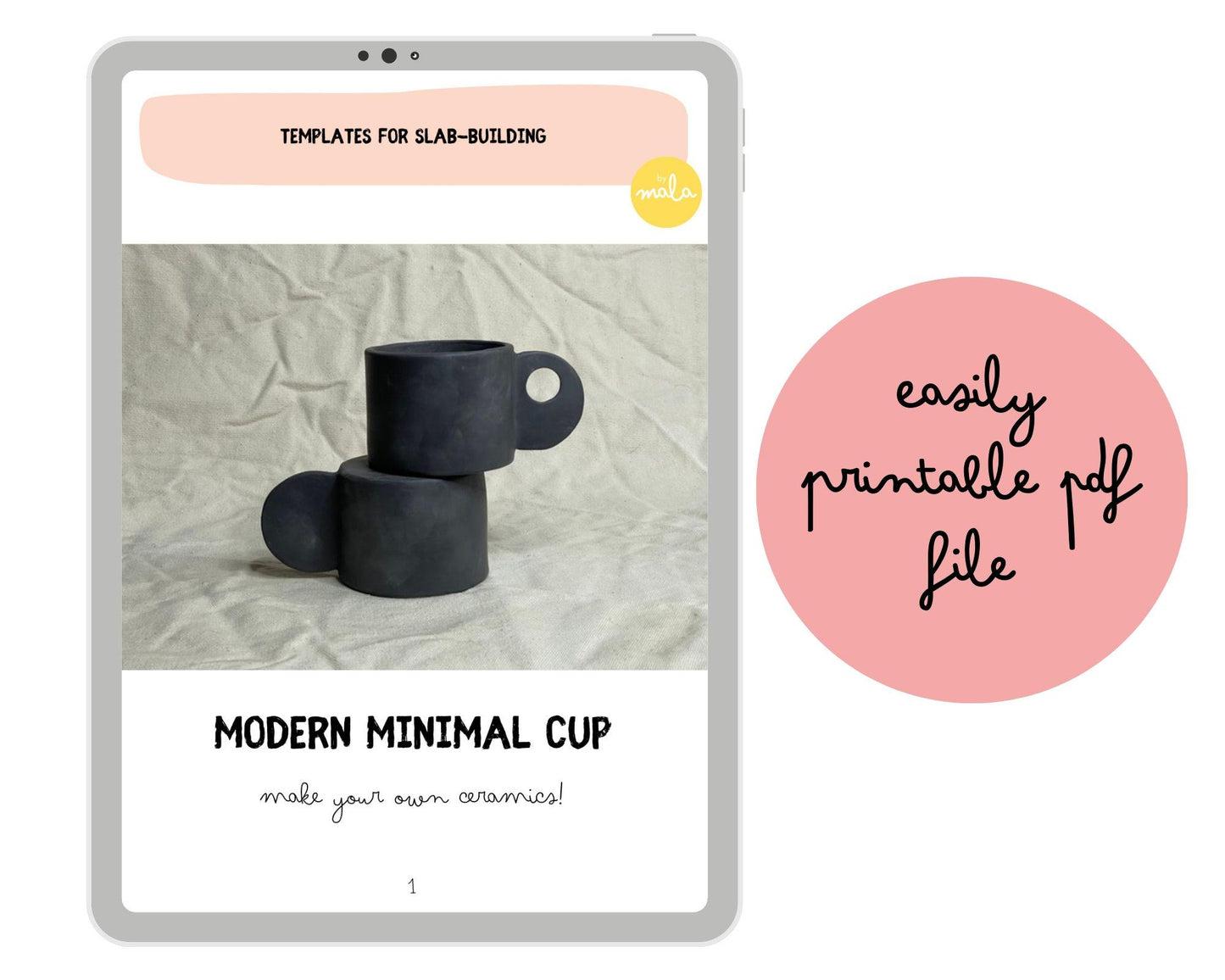 Modern Minimalist Cup Template DIY Ceramics Stencil Pottery Crafts ENGLISH Slab-Building Template